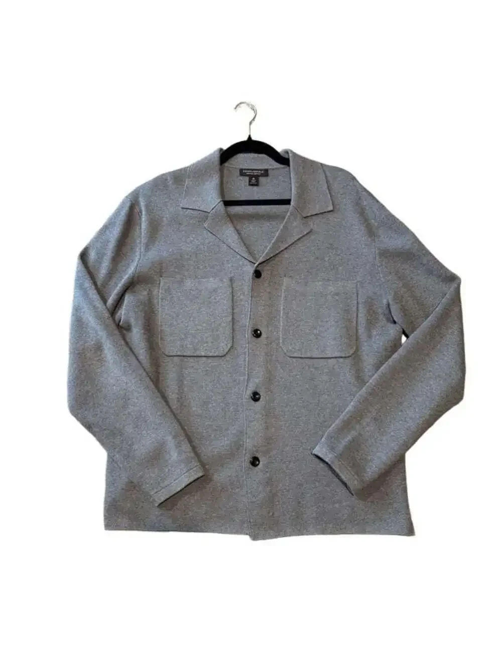 Banana Republic Organic Cotton Knit Overshirt Shacket Camp Collar Gray Men's M